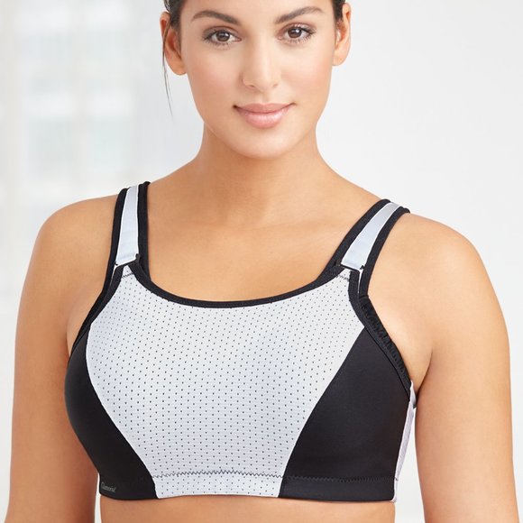 Glamorise SPORT Bra 38C (DOUBLE-LAYER) Wicking (PADDED-STRAPS) WHITE NEW - Picture 7 of 14